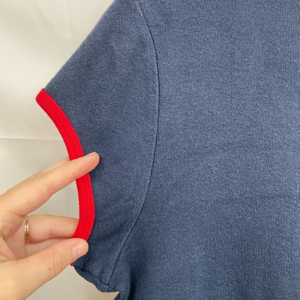 Vintage POLO Jeans Co Ralph Lauren navy blue red scoop neck tshirt dress stretch - Picture 5 of 6
